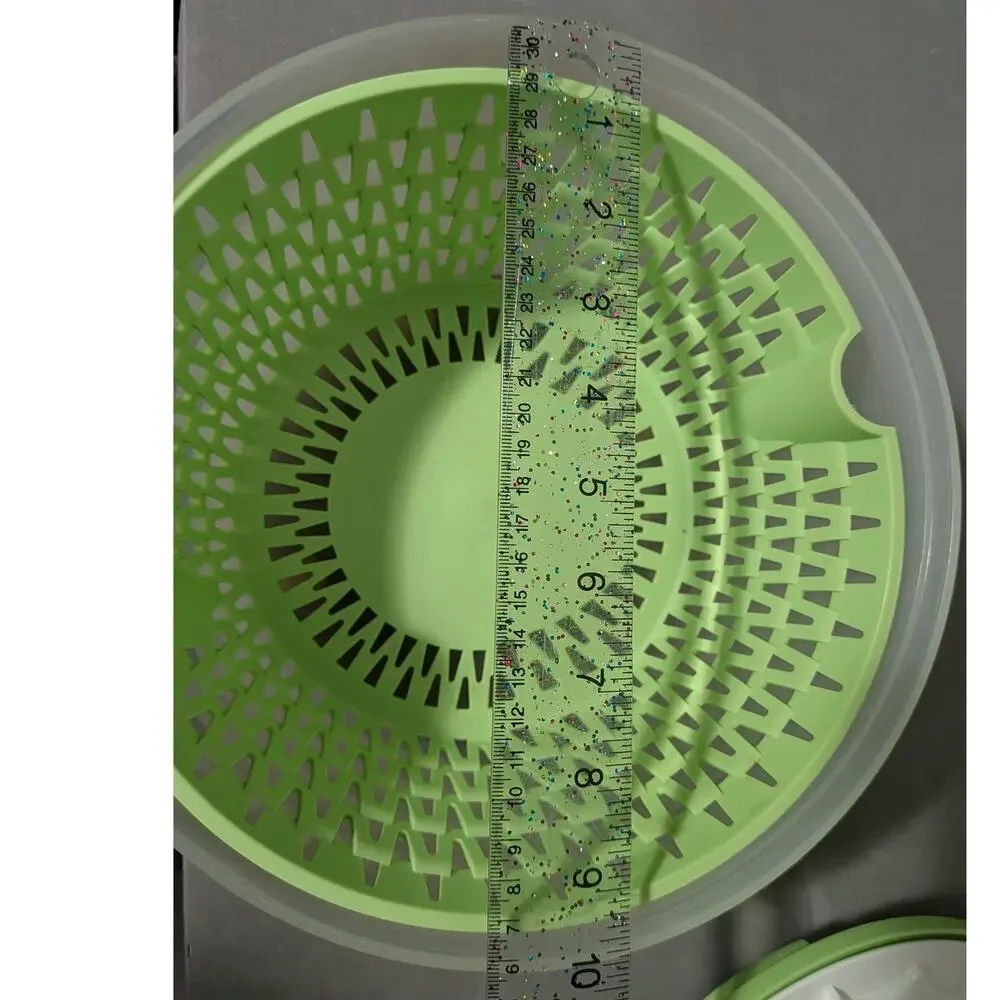 Tupperware Spin N Save Salad Spinner 4.5L Lime Green Teal Knob 3 Piece Set